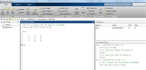 creating a matrix matlab